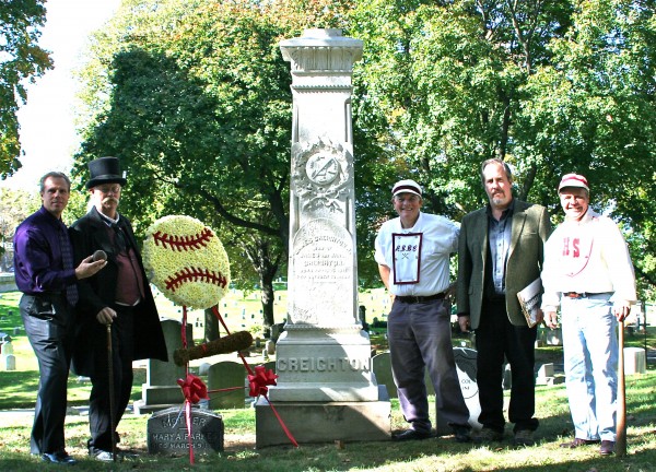 At Jim Creighton's grave for the commemoration of the 150th anniversary of his death in 2012.