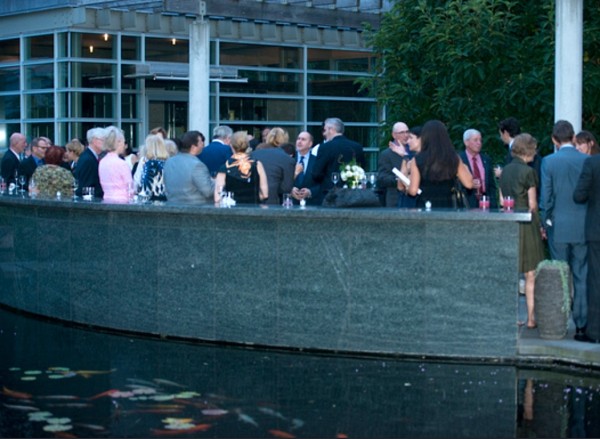 It was a peaceful evening as attendees gathered around the pond a Tranquility Gardens to enjoy drinks, appetizers, and jazz.