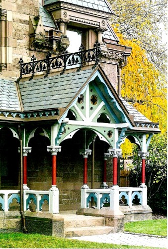 A porch of the residence, restored and repainted.