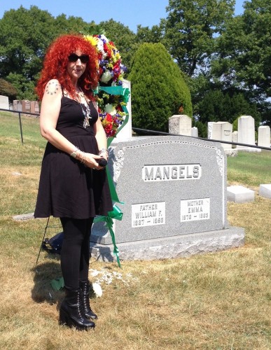 Lisa Mangels Schaefer, great granddaughter of William F. Mangels, at the family's Green-Wood lot.