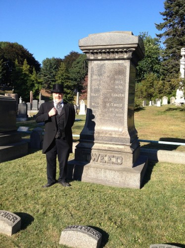 There were several characters positioned across the grounds, including President Theodore Roosevelt's mother, Mitty, and the actress Kate Claxton. Here's Boss Tweed (dedicated volunteer Jim Lambert), catching some sun for a change.