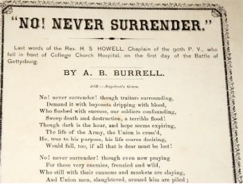 1863 Handbill dedicated to Chaplain Horatio Howell of the 90th Pennsylvania Infantry