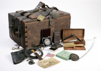 Contents of William Paine's footlocker on display at the New-York Historical Society. Image used with permission of the New-York Historical Society.