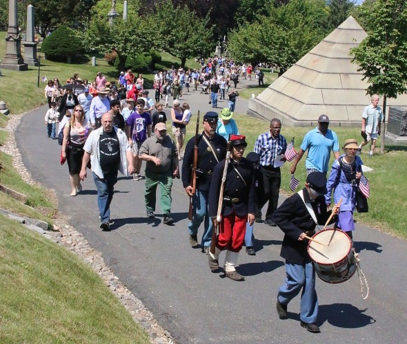 The Honor Walk, heading up towards the Civil War Soldiers' Lot.