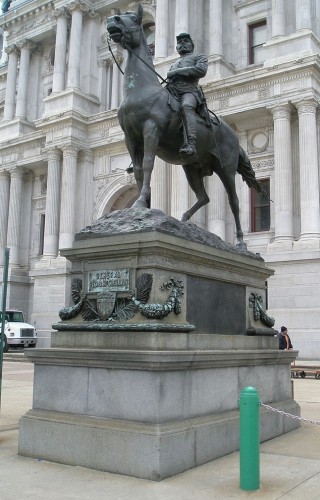 This equestrian statue of Major General George McClellan was dedicated in 1894 and stands outside Philadelphia's City Hall.