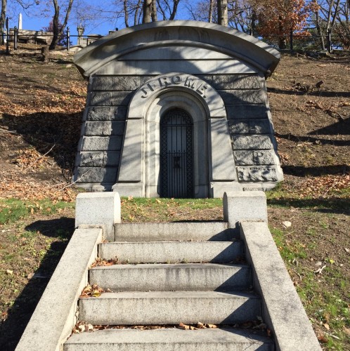 Leonard W. Jerome agreed in 1864 to purchase "I Granite Tomb as per plan Specifications" for $8000 (which would be $117,156 today). The "flight of Steps" was ordered in 1865, at a price of $800, the equivalent of $11,325 today.