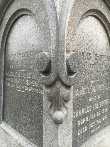 Detail of the Schenck-Debevoise obelisk. Note the wonderful granite carving, a tour de force.