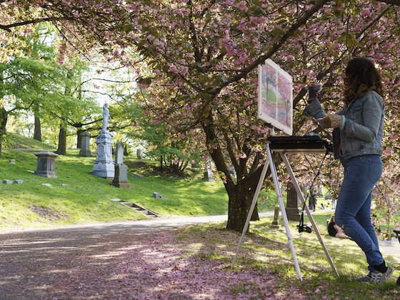 green-wood easel painter