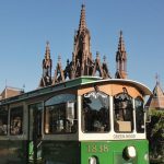 green-wood trolley at front gates