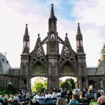 concert and crowd at front gates